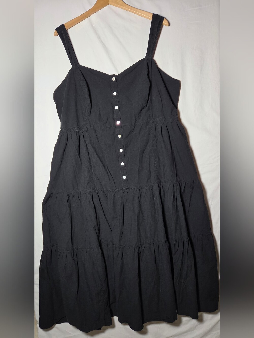 Madewell Black Tiered Button-Front Midi Dress